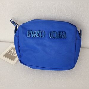 Enrico Coveri Cosmetic Zip Case Small Bag Zipper Blue Italy New
